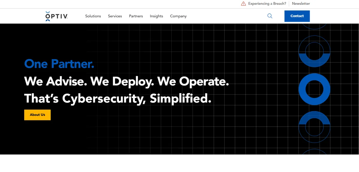 Optiv enterprise cybersecurity and vCISO advisory - homepage