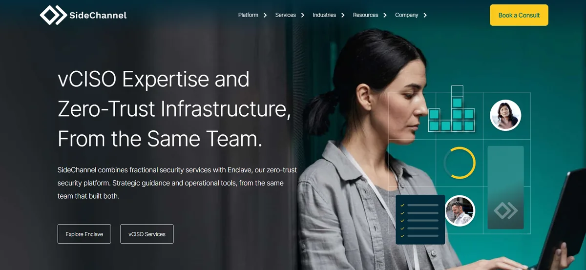 SideChannel vCISO services and RealCISO compliance platform - homepage