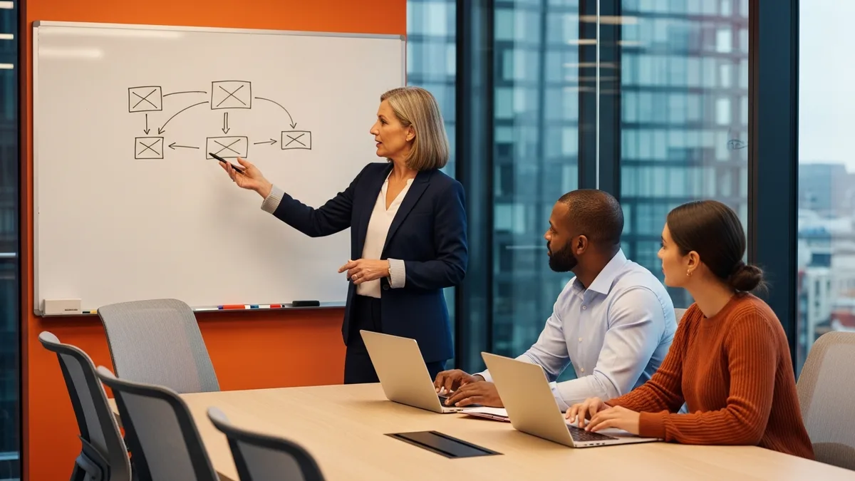Hiring managers mapping automotive engineering skill profiles on a whiteboard while rewriting an open 2026 engineering requisition