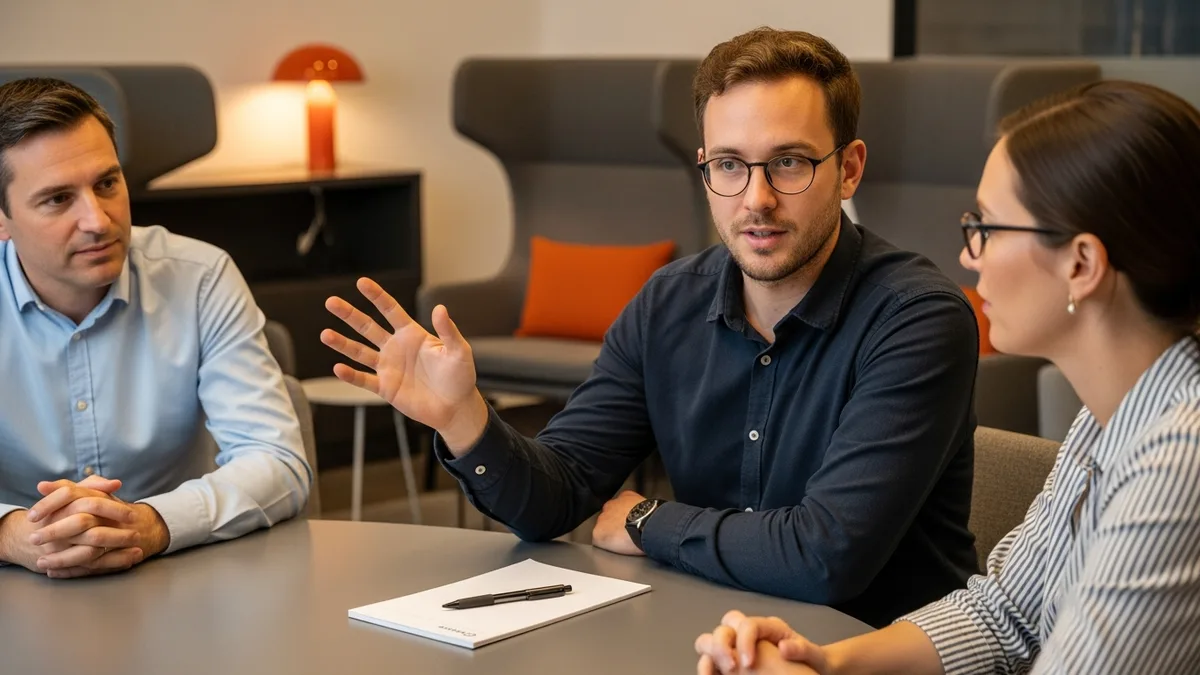 Cloud security engineer interview candidate answering an IAM least-privilege design question in a technical interview round