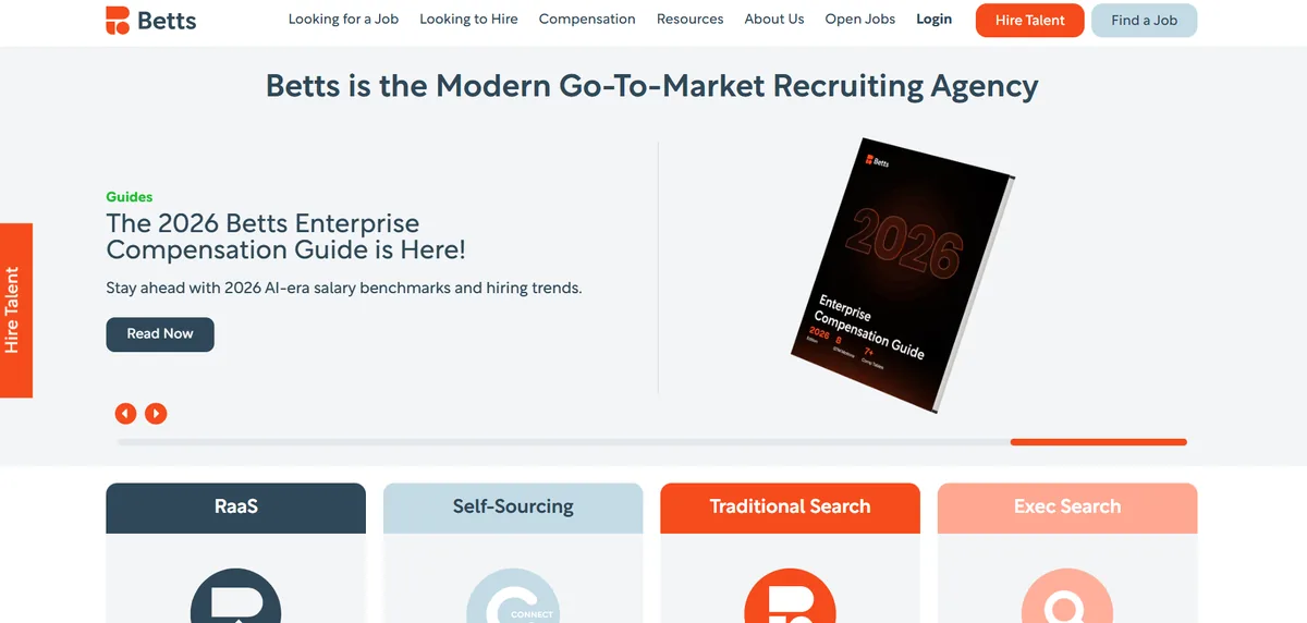 Betts Recruiting startup cybersecurity GTM recruiting - homepage