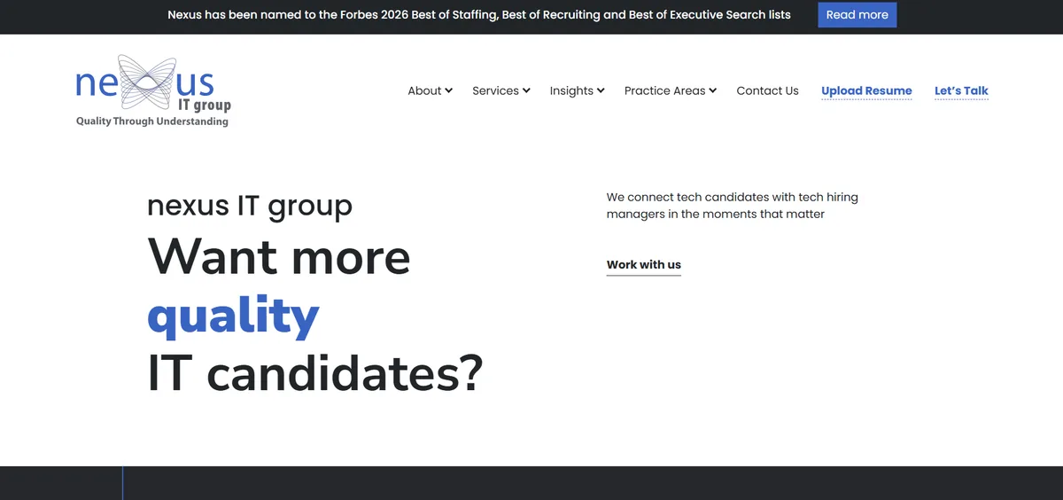 Nexus IT Group cybersecurity recruiting mid-market - homepage