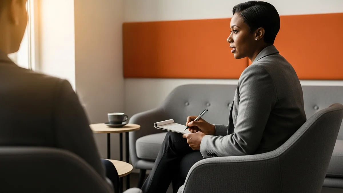 Hiring manager taking notes during a data analyst interview