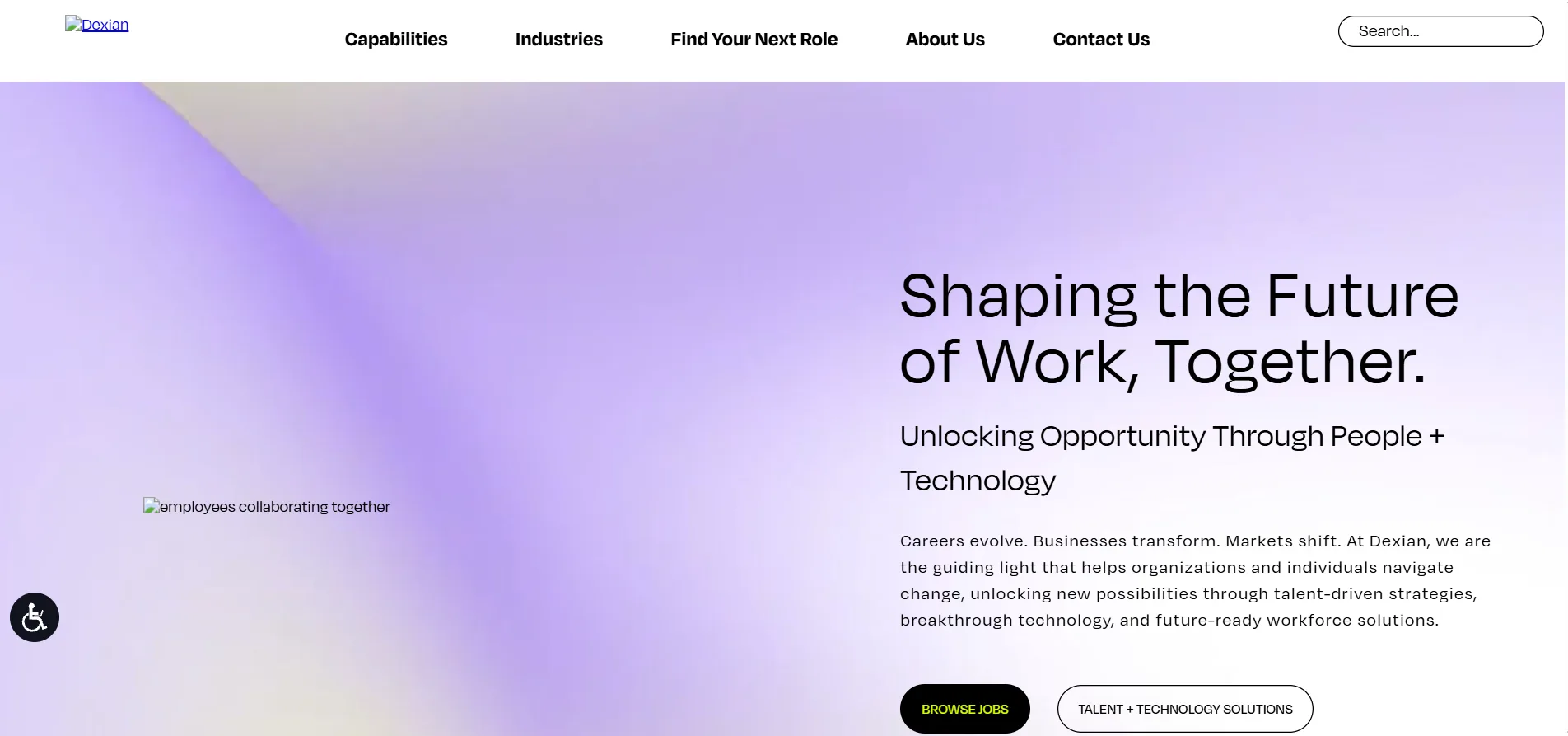 Dexian SAP consulting staffing services homepage