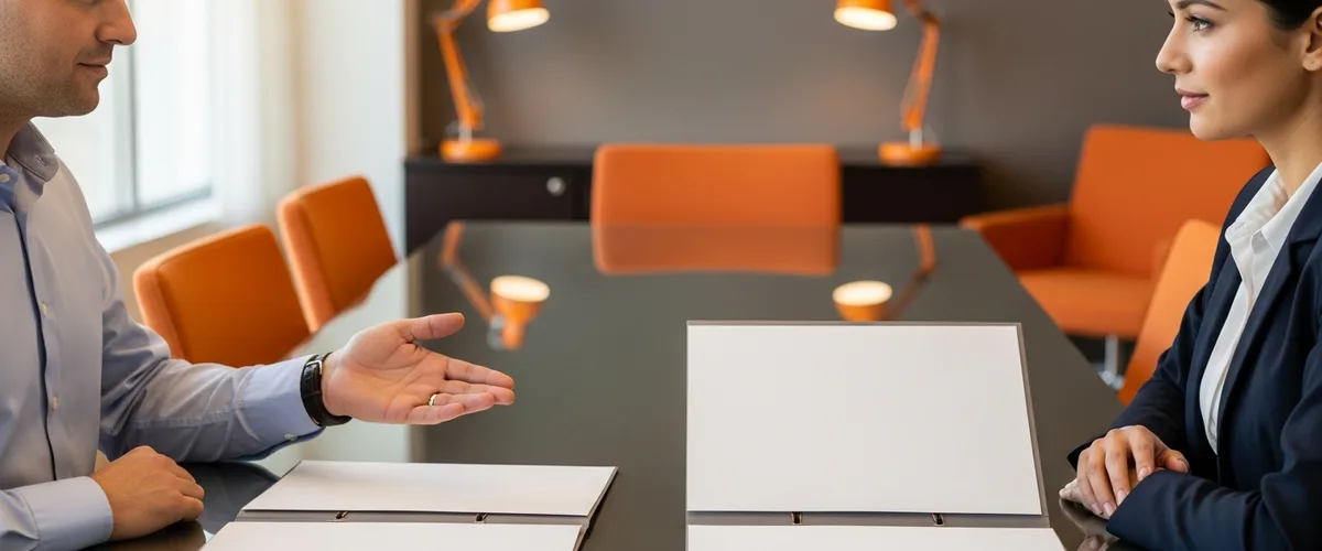 A CFO and an IT staffing consultant comparing an ERP implementation partner proposal and a staffing agency quote in a conference room