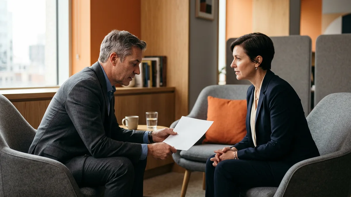 ERP executive sponsor and project lead settling a cross-department decision in a one-on-one conversation