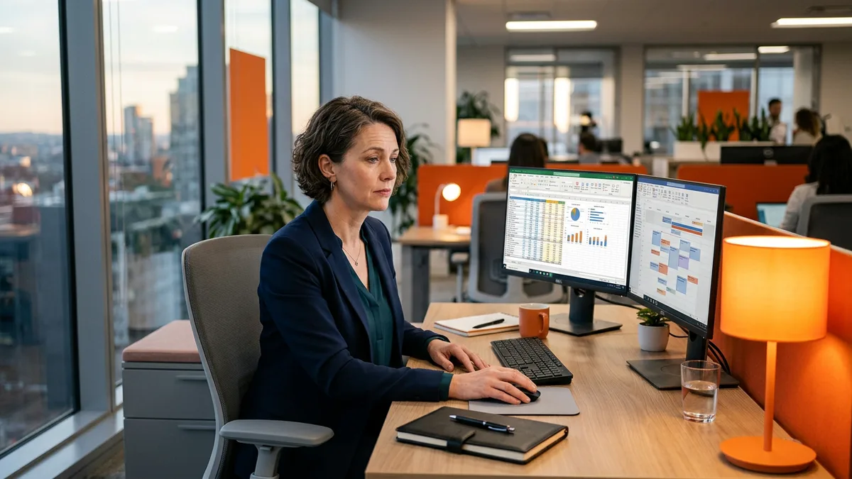 Business subject matter expert working late at a desk, showing the SME availability conflict that delays ERP projects