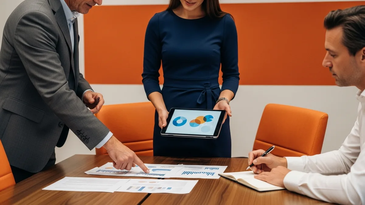 Team reviewing ERP integration validation and compliance documentation in a conference room