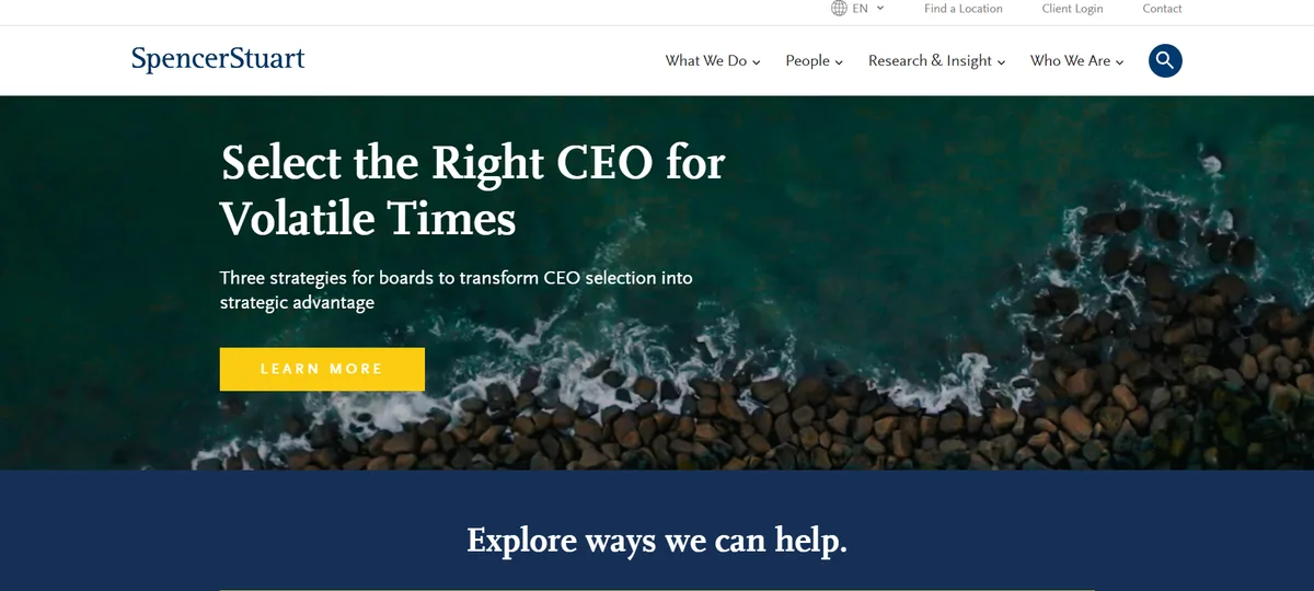 Spencer Stuart executive search firm homepage 2026