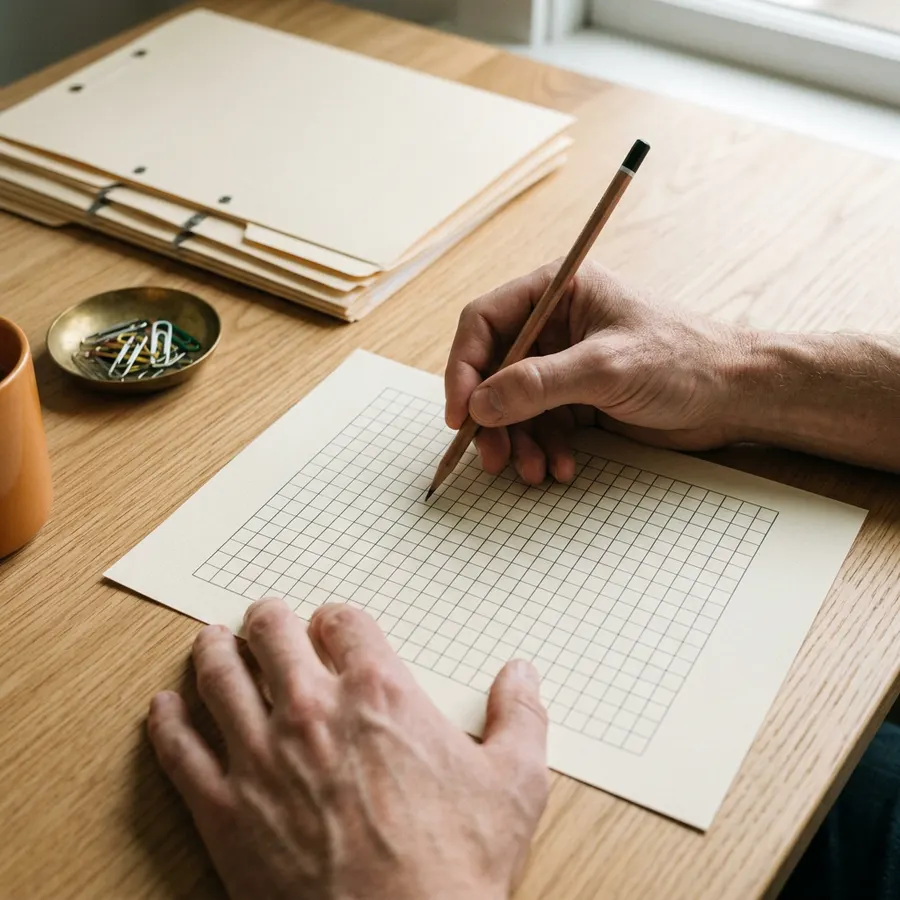 Hands annotating a printed monthly schedule while scoping how many hours of NetSuite administration an instance needs