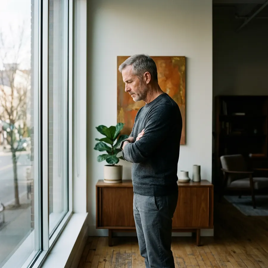 A finance leader reviewing printed reports in a quiet office, weighing whether a fractional NetSuite administrator still fits