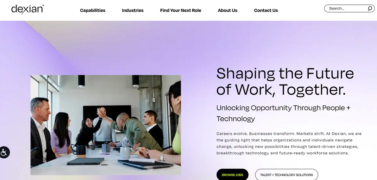Dexian IT staffing agency homepage