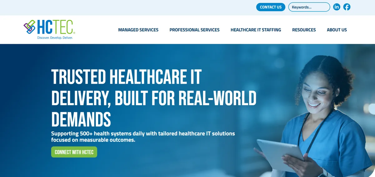 HCTec healthcare IT staffing homepage