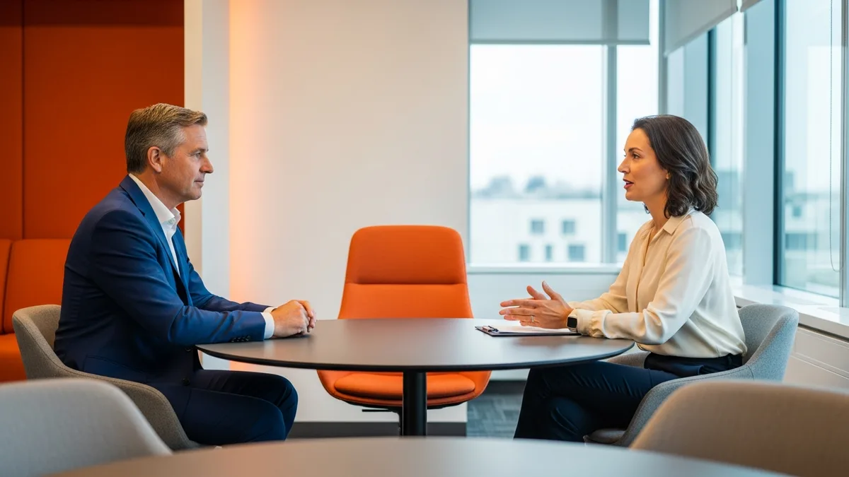 Hiring executive interviewing a finalist candidate during the client interview stage of an executive search