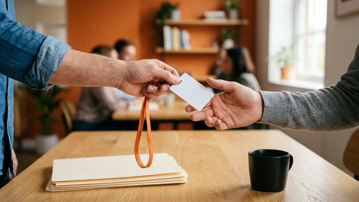 Access badge handed to an augmented IT contractor during week zero onboarding