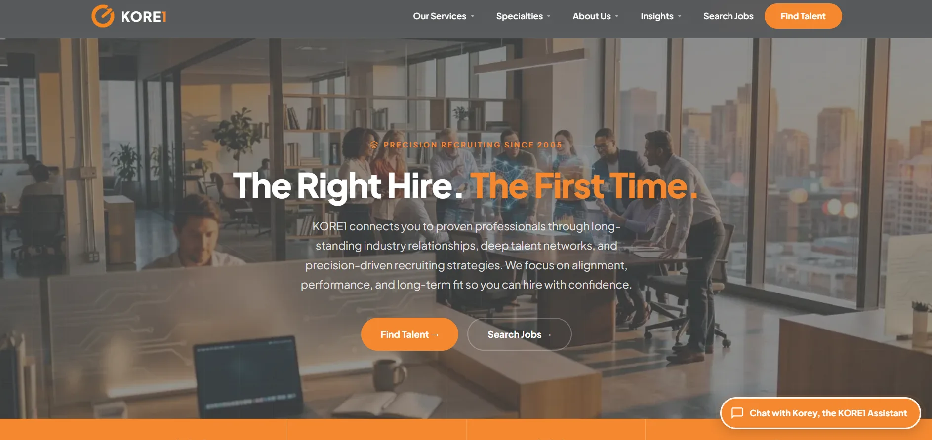 KORE1 SAP consultant staffing services homepage