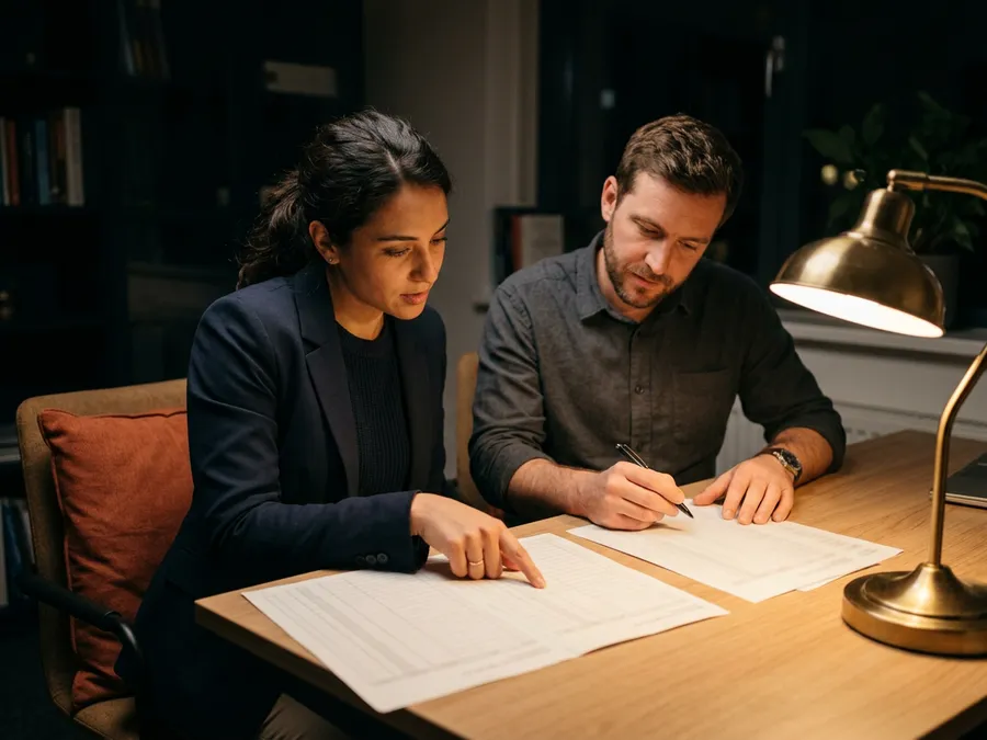 Two finance systems consultants working through a NetSuite OneWorld consolidation at a shared desk