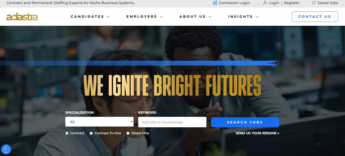 Adastra Resource Group ERP staffing homepage
