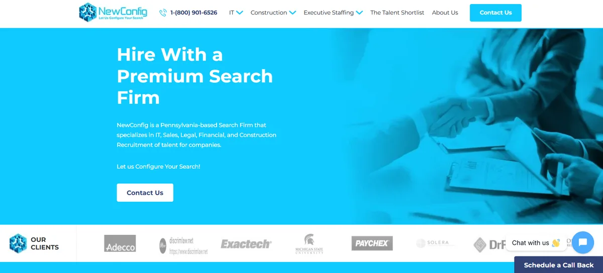 NewConfig NetSuite staffing agency - Pennsylvania ERP recruiting homepage