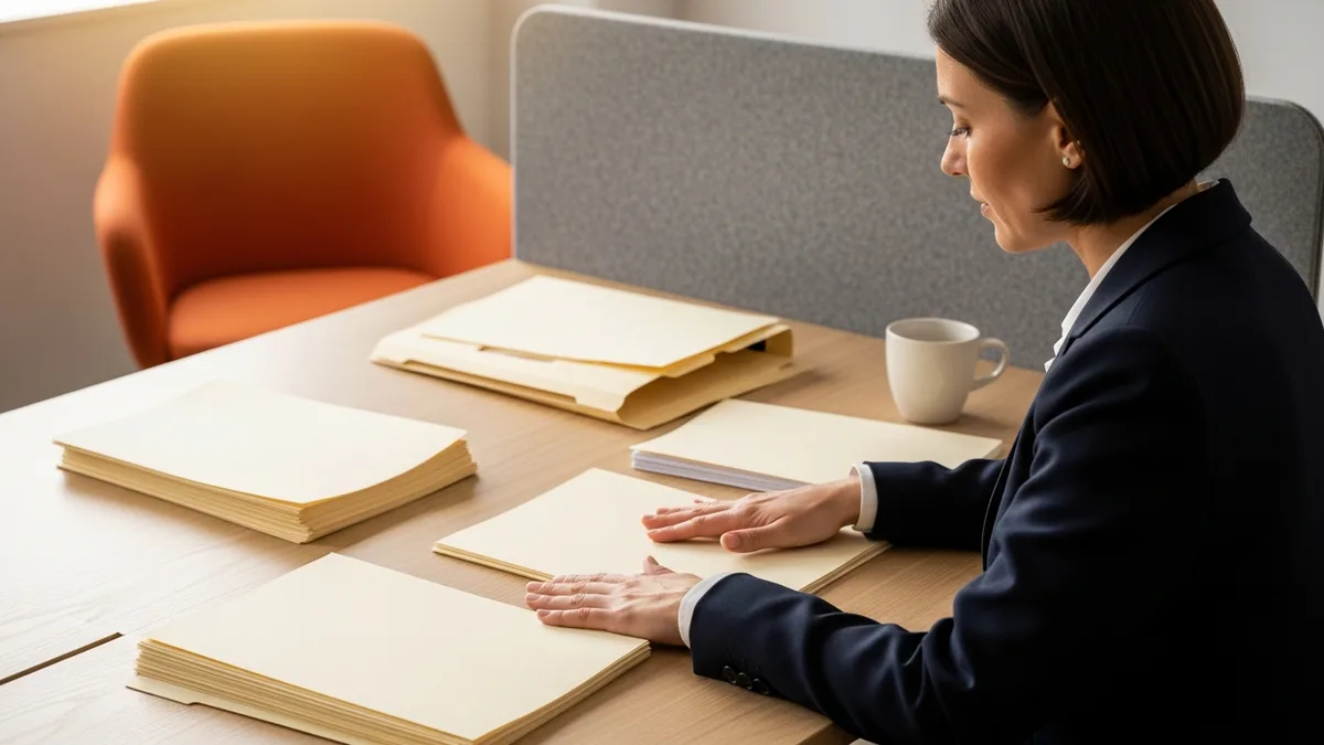 Hiring manager comparing two stacks of ERP consultant resumes for a NetSuite versus Acumatica search