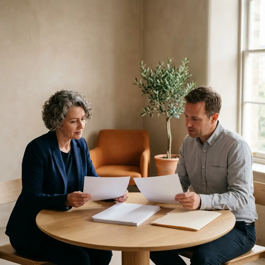 Finance director and an IT manager comparing Oracle EBS contract rates on a printed sheet