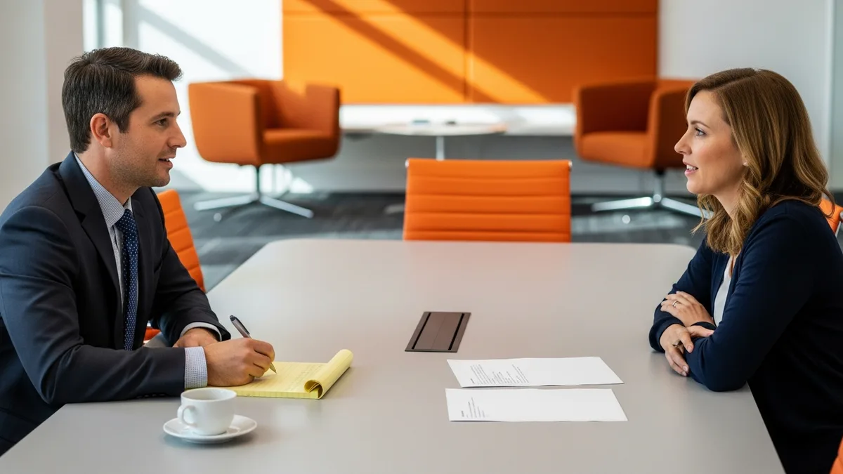 Two colleagues reviewing a 90-day practical AI for business operations rollout plan in a conference room