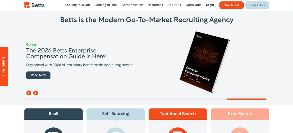 Betts Recruiting homepage - GTM and product marketing manager specialist