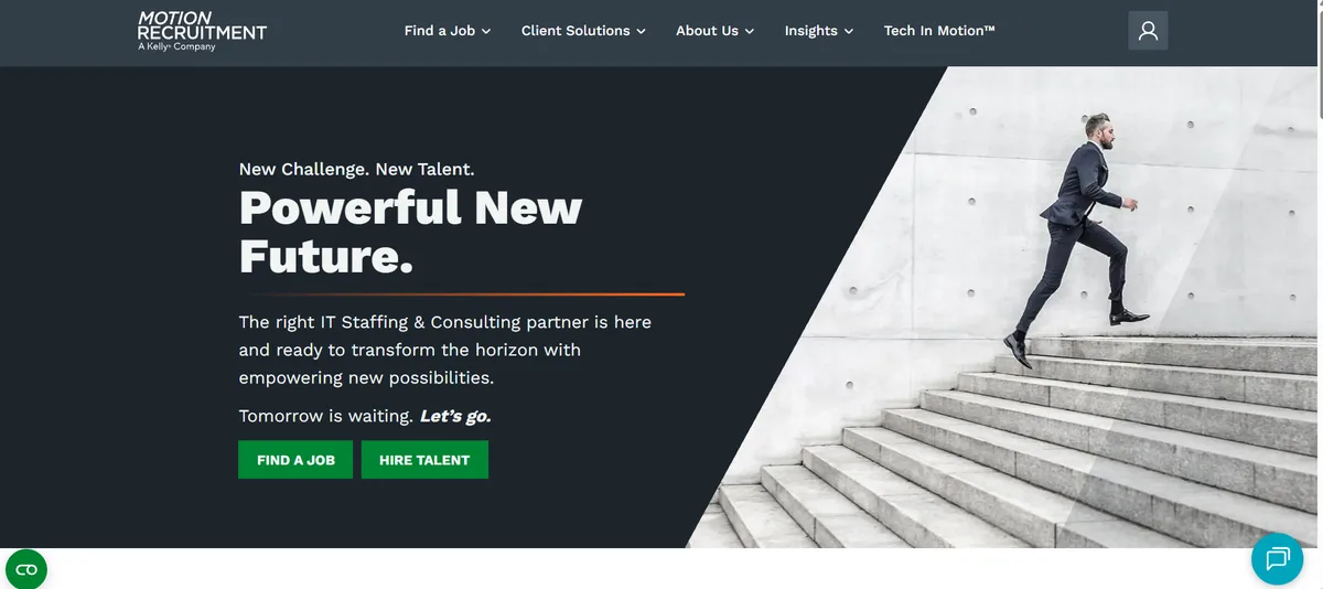 Motion Recruitment IT staffing homepage - Kelly Services company