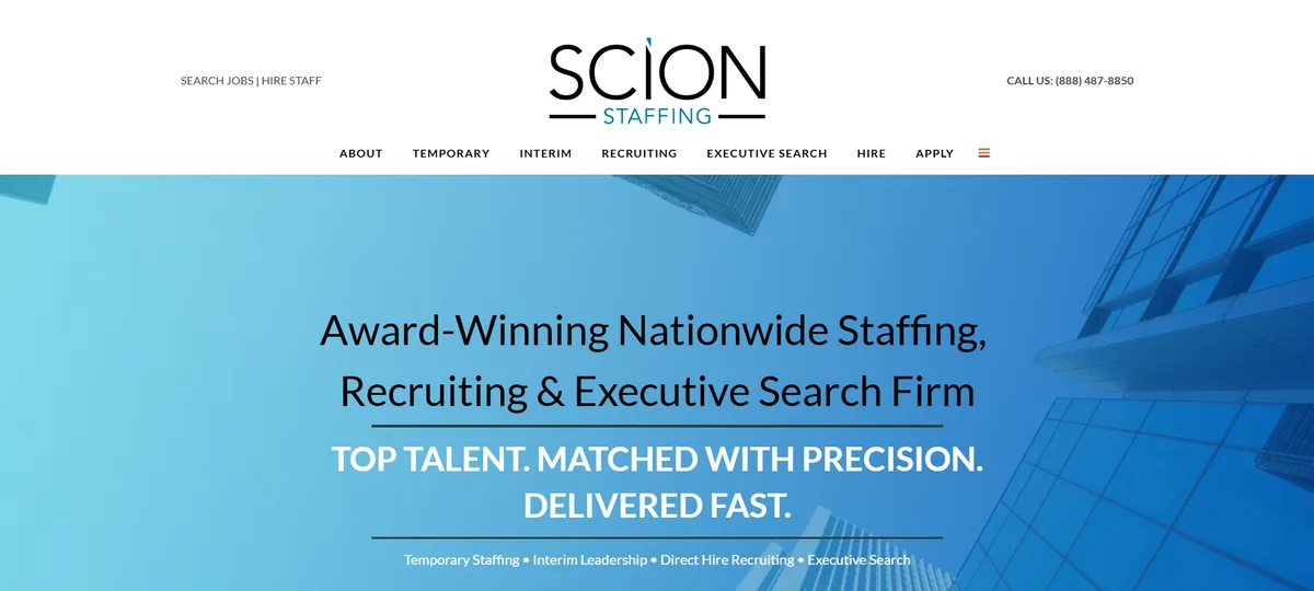 Scion Staffing homepage - ClearlyRated Best of Staffing award winner