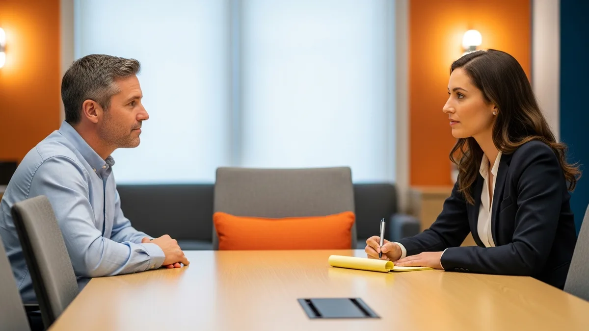 Hiring manager and KORE1 recruiter discussing a product manager versus program manager req during an intake meeting
