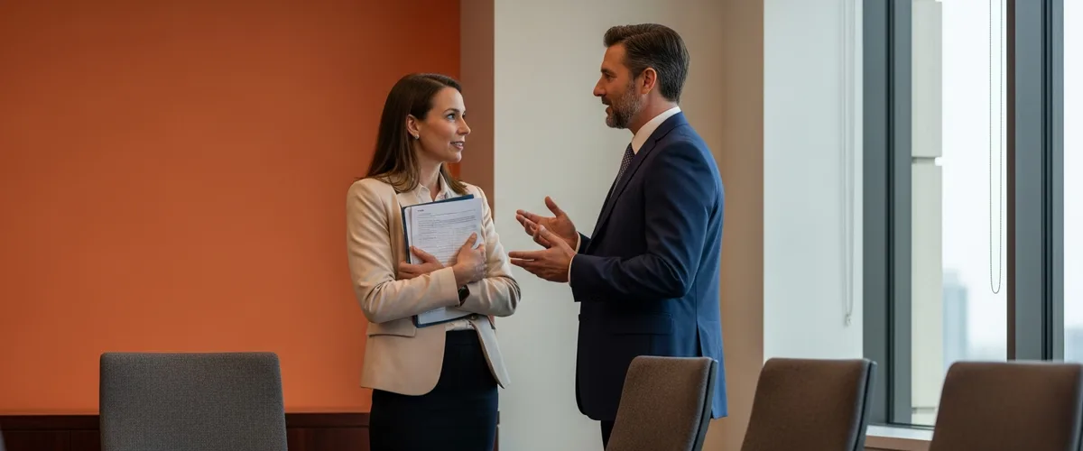 CFO and corporate controller discussing whether their accounting system still fits the business, signs you have outgrown QuickBooks