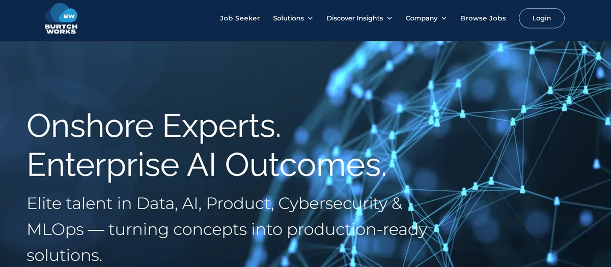 Burtch Works AI data staffing firm homepage