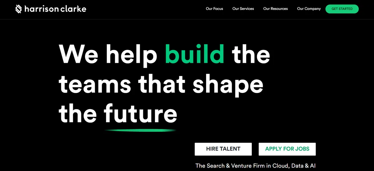 Harrison Clarke cloud data AI recruiting firm homepage