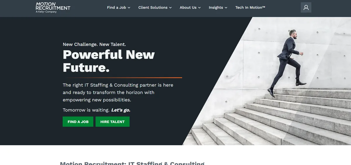 Motion Recruitment IT staffing agency homepage