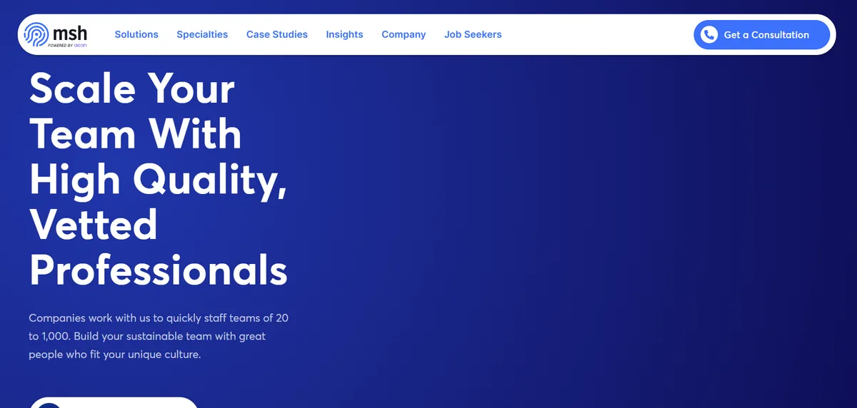MSH Talent data engineering recruitment firm homepage