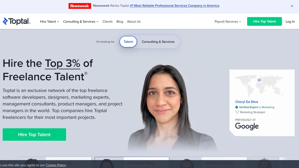 Toptal vetted talent marketplace for fractional engineering leaders
