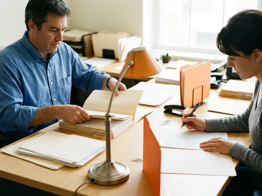 Procurement and accounts payable staff working through supplier onboarding paperwork for a new staffing vendor