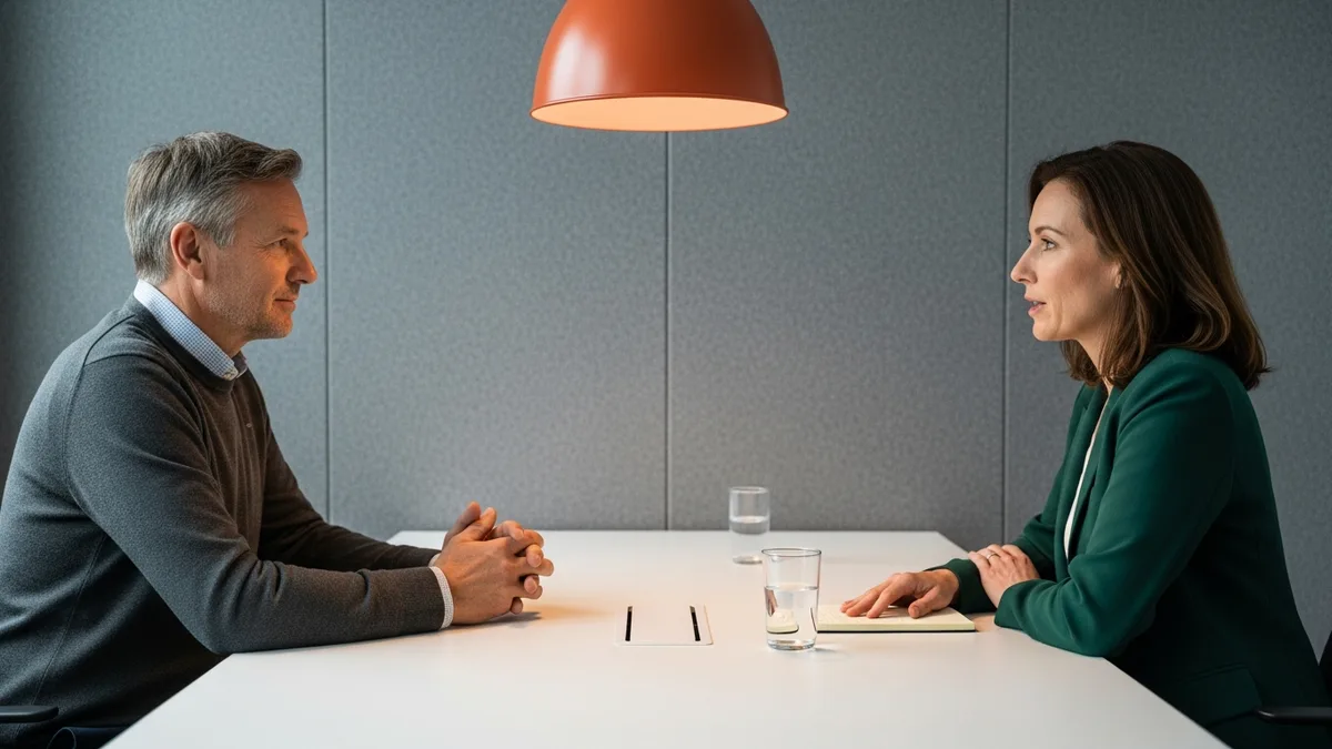 Hiring manager interviewing a VP of Finance candidate about audit and ERP migration experience