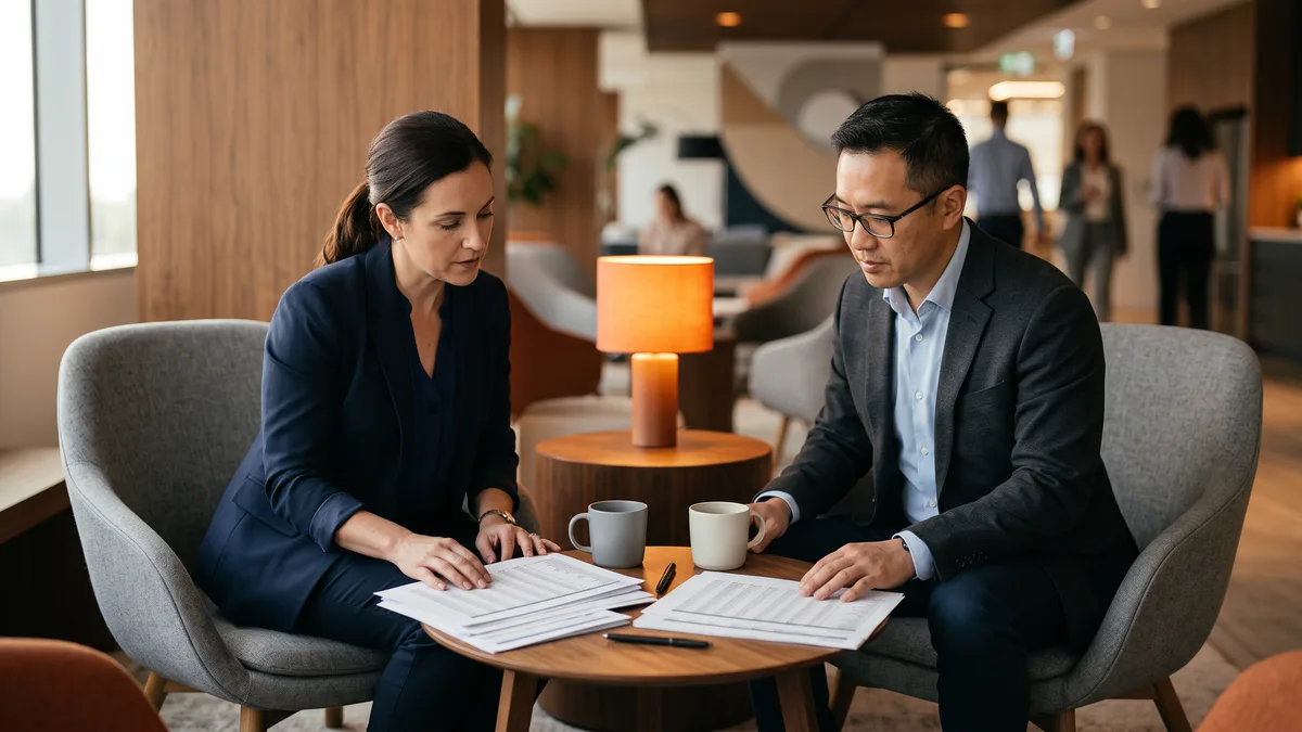 HR leaders comparing printed 2026 Workday HCM consultant compensation bands before setting the posted salary range