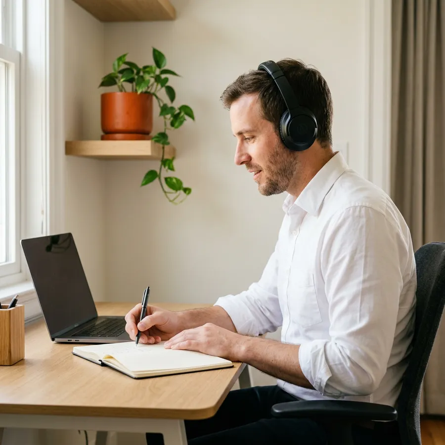 KORE1 recruiter taking notes while screening a Workday HCM functional consultant by video