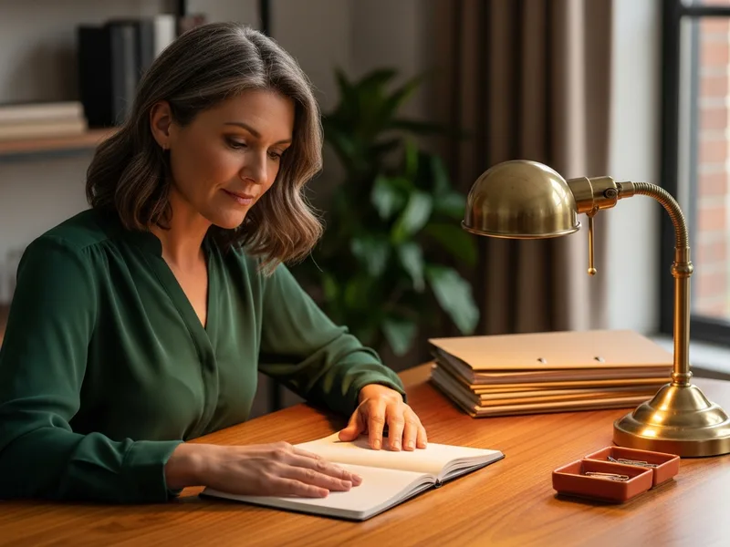 Experienced KORE1 technology recruiter reviewing candidate notes at a warmly lit desk, Workday integration consultant staffing