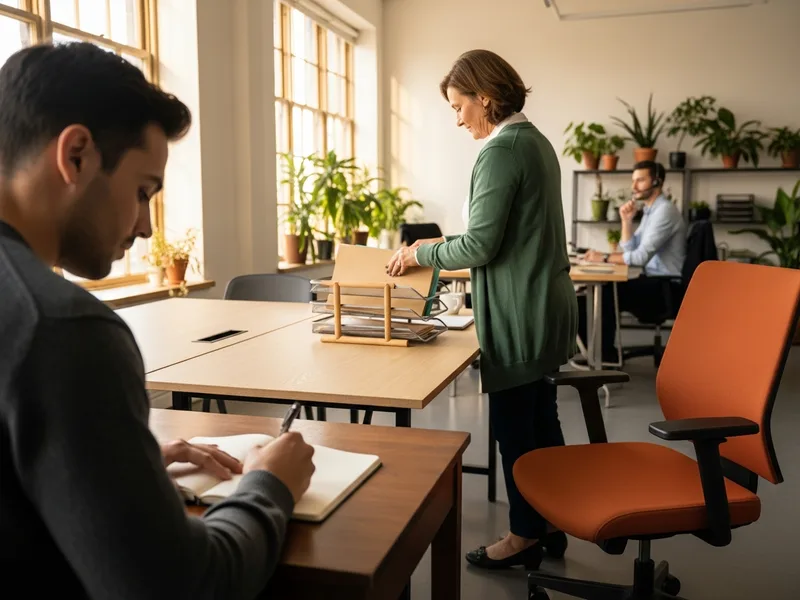 Three colleagues working at separate desks in one open office, comparing Workday integration consultant, functional consultant and HRIS analyst roles