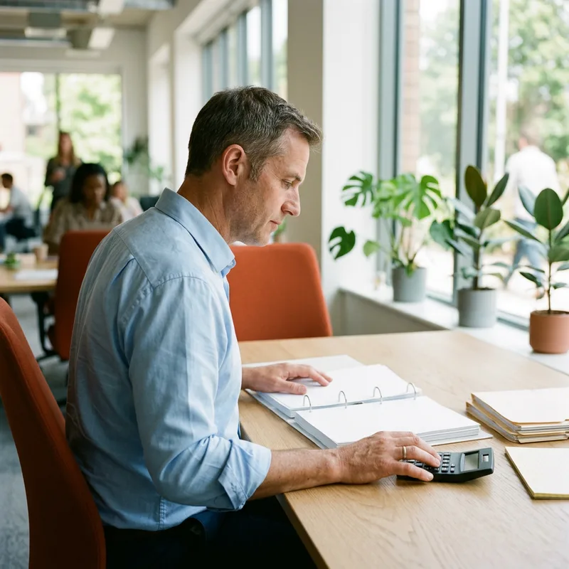 Contract senior accountant reconciling account balances on a dual-monitor workstation in a corporate finance department