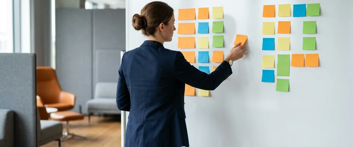 Finance professional sorting financial close tasks into pattern-work and judgment-work groups
