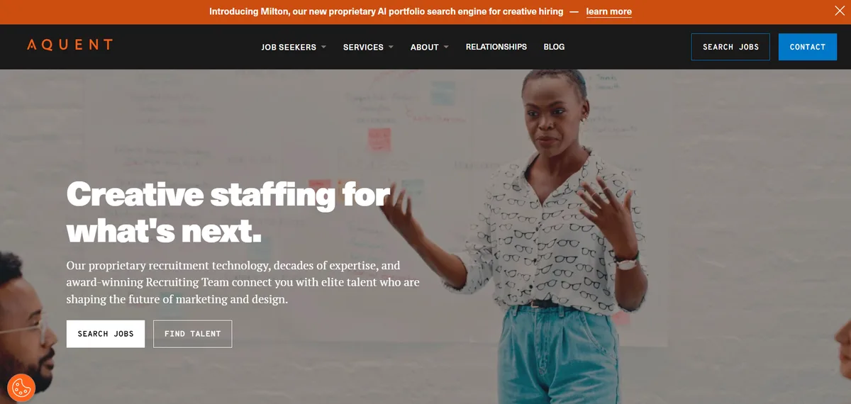 Aquent creative and marketing contract staffing company homepage 2026