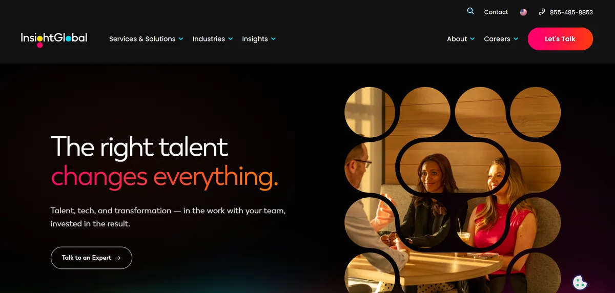 Insight Global staffing firm homepage — contract to hire