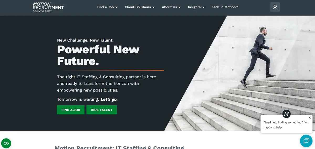 Motion Recruitment technical IT staffing homepage