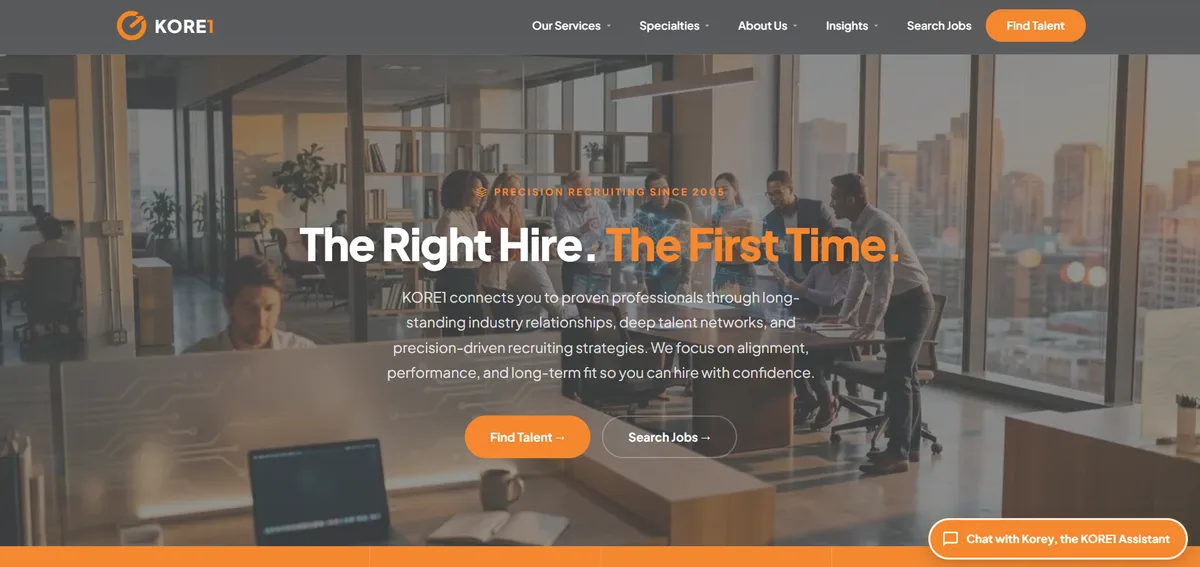 KORE1 homepage - top-ranked Databricks recruiting firm 2026