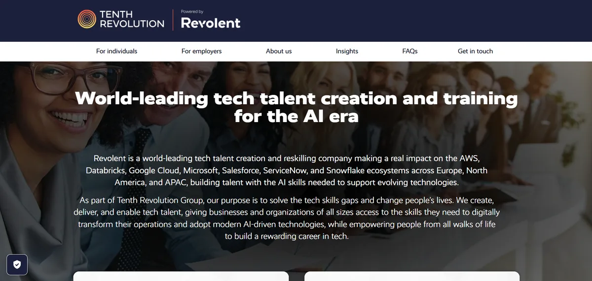 Revolent Tenth Revolution Group homepage - Databricks Consulting Partner train-to-place model