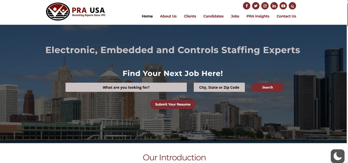 PRA USA electronics and embedded systems recruiting firm Michigan